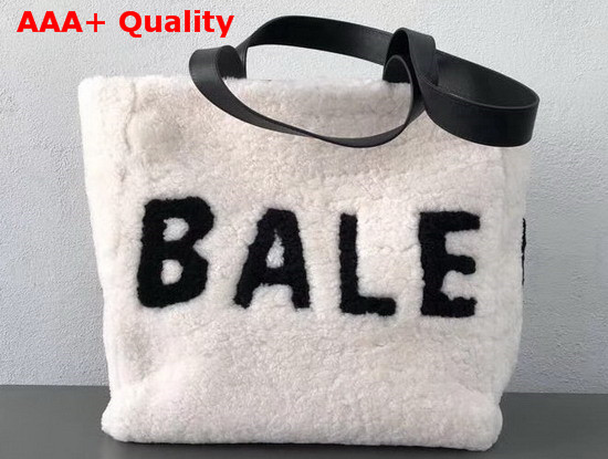 Balenciaga Tote M Shearling White and Black Replica