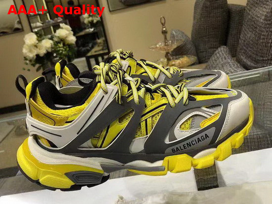 Balenciaga Track Trainers in Yellow Dark Grey and White Mesh and Nylon Replica