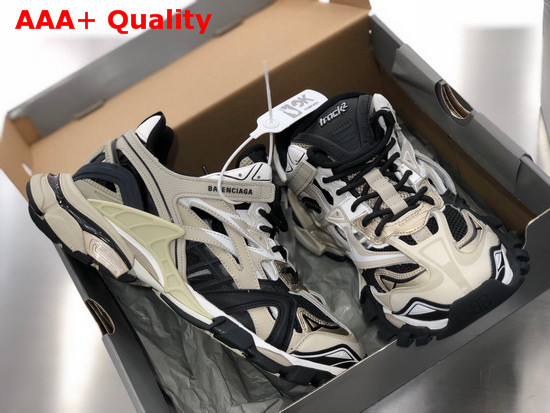 Balenciaga Track2 Sneaker in Beige and Black Neoprene and Rubber Replica