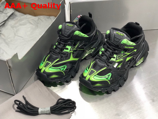 Balenciaga Track2 Sneaker in Black and Green Neoprene and Rubber Replica