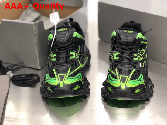 Balenciaga Track2 Sneaker in Black and Green Neoprene and Rubber Replica