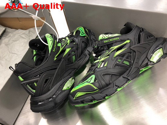 Balenciaga Track2 Sneaker in Black and Green Neoprene and Rubber Replica