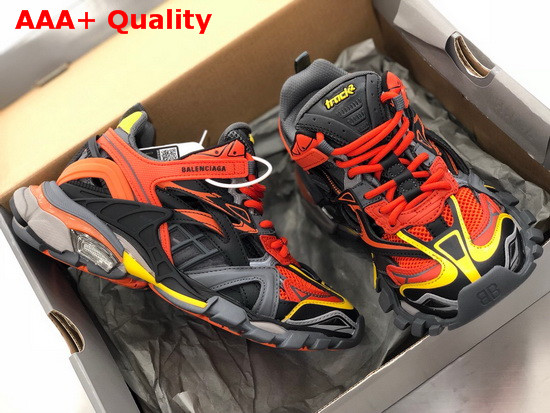 Balenciaga Track2 Sneaker in Black and Orange Neoprene and Rubber Replica