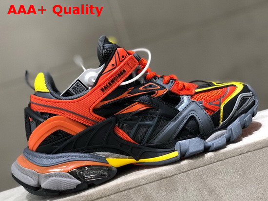 Balenciaga Track2 Sneaker in Black and Orange Neoprene and Rubber Replica