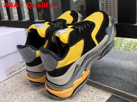 Balenciaga Triple S Trainers with Quilted Effect Black and Yellow Replica