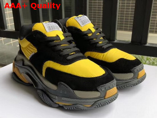 Balenciaga Triple S Trainers with Quilted Effect Black and Yellow Replica