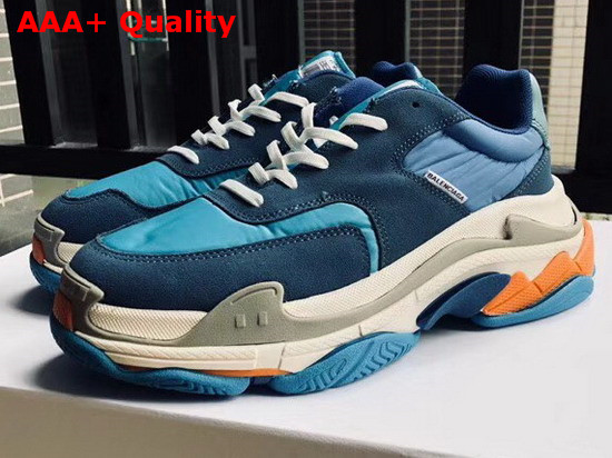 Balenciaga Triple S Trainers with Quilted Effect in Blue Replica