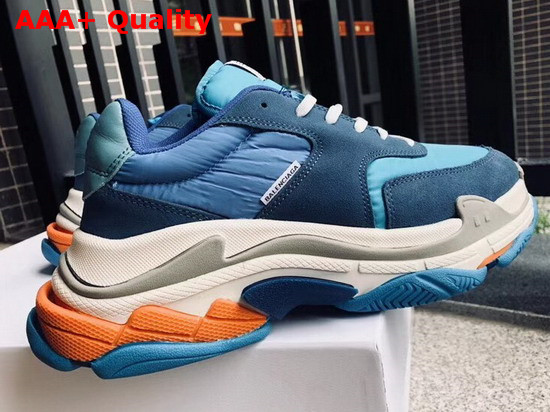 Balenciaga Triple S Trainers with Quilted Effect in Blue Replica