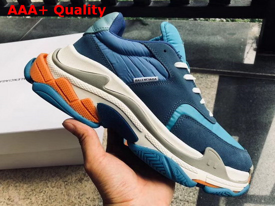 Balenciaga Triple S Trainers with Quilted Effect in Blue Replica