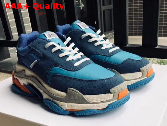 Balenciaga Triple S Trainers with Quilted Effect in Blue Replica