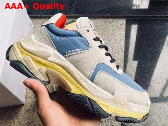 Balenciaga Triple S Trainers with Quilted Effect in Grey Blue White Replica