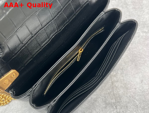 Balenciaga Triplet Small Bag in Black Extra Supple Shiny Crocodile Embossed Calfskin Aged Gold Hardware Replica