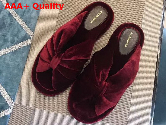 Balenciaga Velvet Mules in Dark Red Replica