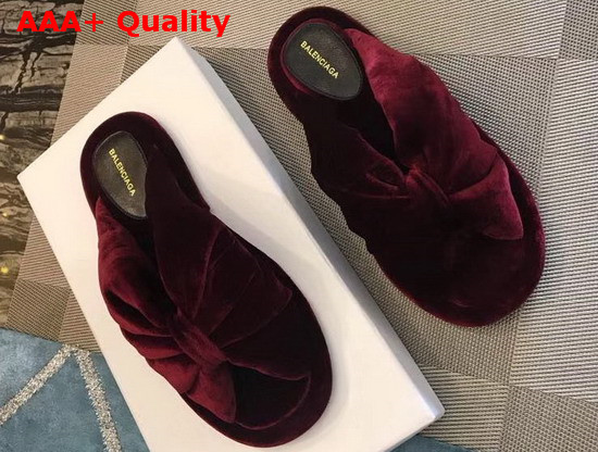 Balenciaga Velvet Mules in Dark Red Replica