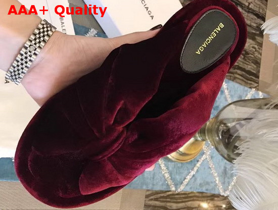 Balenciaga Velvet Mules in Dark Red Replica