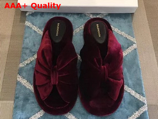 Balenciaga Velvet Mules in Dark Red Replica