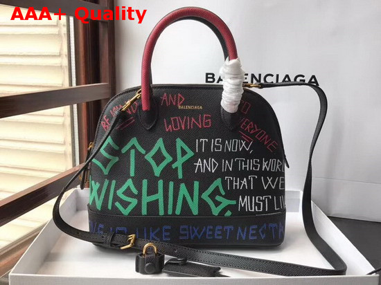 Balenciaga Ville Graffiti Top Handle S Black Multicolor Replica