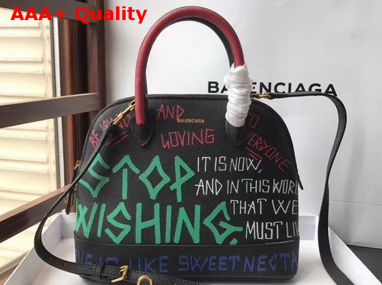 Balenciaga Ville Graffiti Top Handle S Black Multicolor Replica