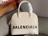 Balenciaga Ville Top Handle S White Crocodile Embossed Leather Replica