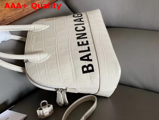 Balenciaga Ville Top Handle S White Crocodile Embossed Leather Replica