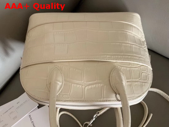 Balenciaga Ville Top Handle S White Crocodile Embossed Leather Replica