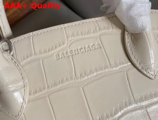 Balenciaga Ville Top Handle S White Crocodile Embossed Leather Replica