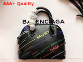 Balenciaga Ville Top Handle XXS Allover Printed Balenciaga Logo Black and Multicolor Replica