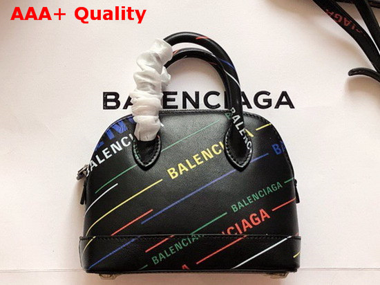 Balenciaga Ville Top Handle XXS Allover Printed Balenciaga Logo Black and Multicolor Replica