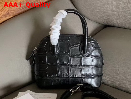 Balenciaga Ville Top Handle XXS Black Crocodile Embossed Leather Replica