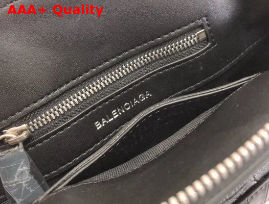 Balenciaga Ville Top Handle XXS Black Crocodile Embossed Leather Replica