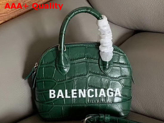 Balenciaga Ville Top Handle XXS Green Crocodile Embossed Leather Replica