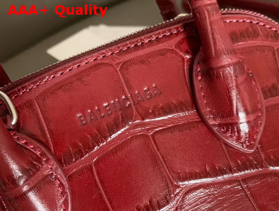 Balenciaga Ville Top Handle XXS Red Crocodile Embossed Leather Replica