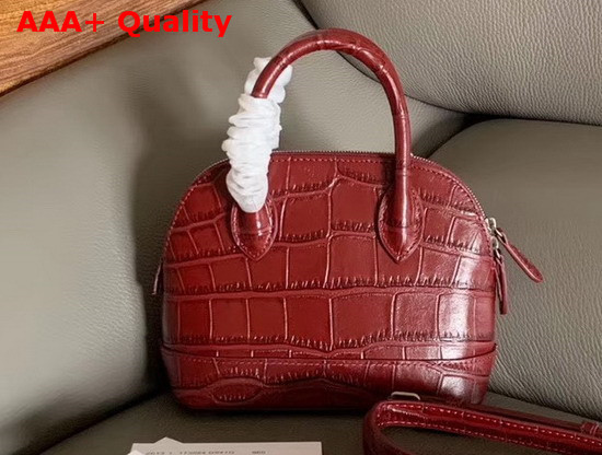 Balenciaga Ville Top Handle XXS Red Crocodile Embossed Leather Replica