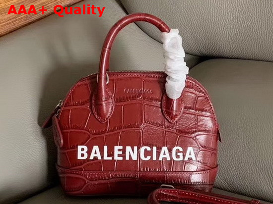 Balenciaga Ville Top Handle XXS Red Crocodile Embossed Leather Replica