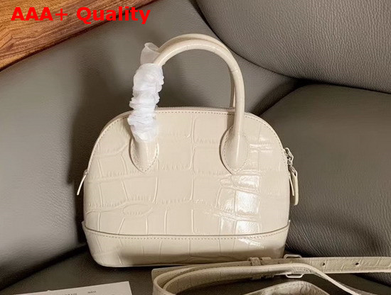 Balenciaga Ville Top Handle XXS White Crocodile Embossed Leather Replica