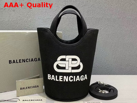 Balenciaga Wave Small Tote Bag in Black and White Printed Cotton Canvas Replica