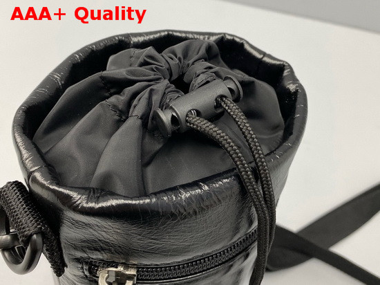 Balenciaga Weekend Bottle Holder in Black Crumpled Calfskin Leather Replica