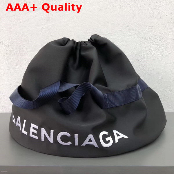 Balenciaga Wheel Bag M Black Nylon with Drawstring Closure Replica