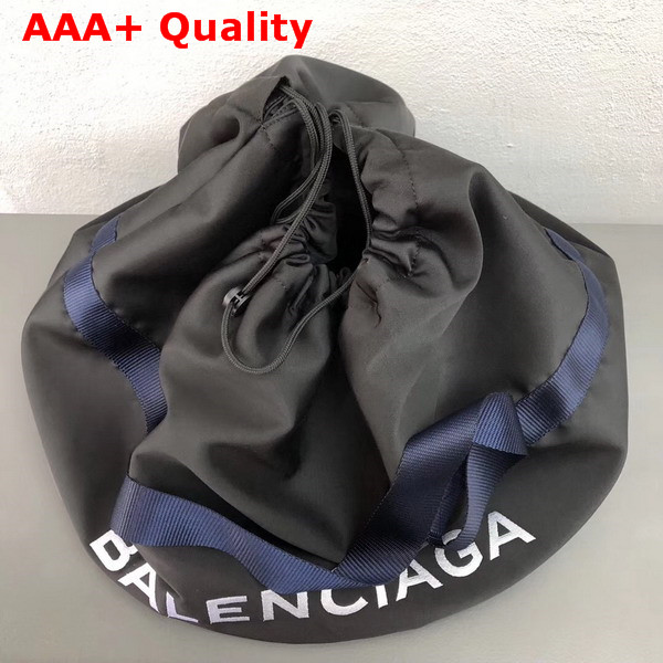 Balenciaga Wheel Bag M Black Nylon with Drawstring Closure Replica