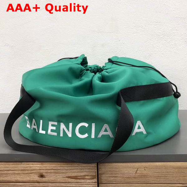 Balenciaga Wheel Bag M Green Nylon with Drawstring Closure Replica