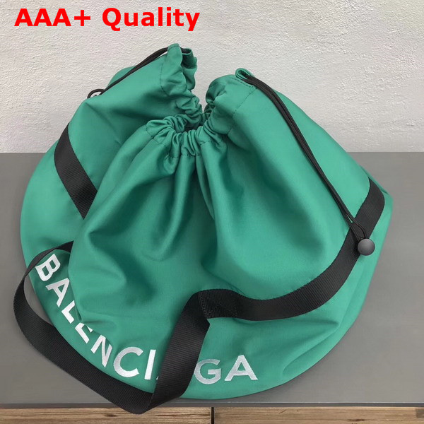 Balenciaga Wheel Bag M Green Nylon with Drawstring Closure Replica