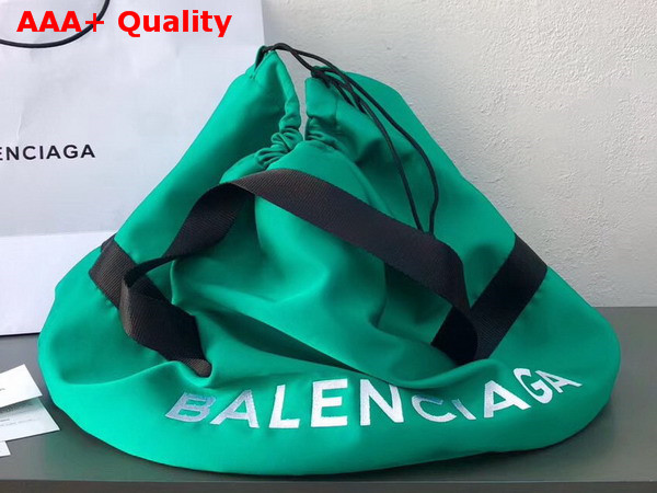 Balenciaga Wheel Bag M Green Nylon with Drawstring Closure Replica