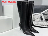 Balenciaga Womens Cagole 90mm Boot in Black Arena Lambskin Replica