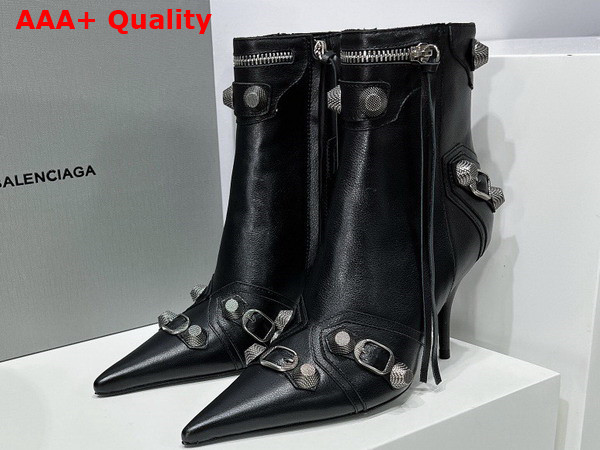 Balenciaga Womens Cagole Ankle Boot in Black Arena Lambskin Replica