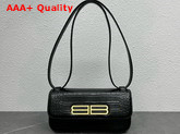 Balenciaga Womens Gossip Small Bag in Extra Supple Crocodile Embossed Calfskin in Black Replica