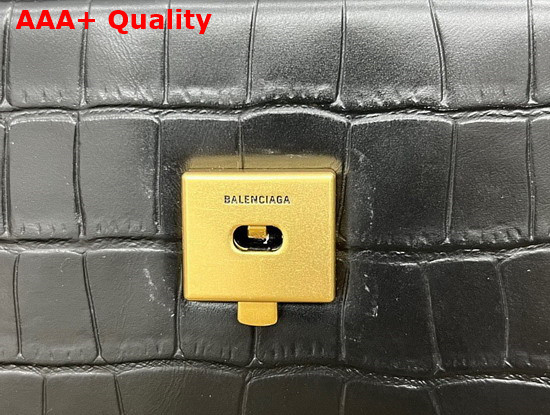 Balenciaga Womens Gossip Small Bag in Extra Supple Crocodile Embossed Calfskin in Black Replica