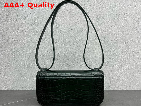 Balenciaga Womens Gossip Small Bag in Extra Supple Crocodile Embossed Calfskin in Forest Green Replica