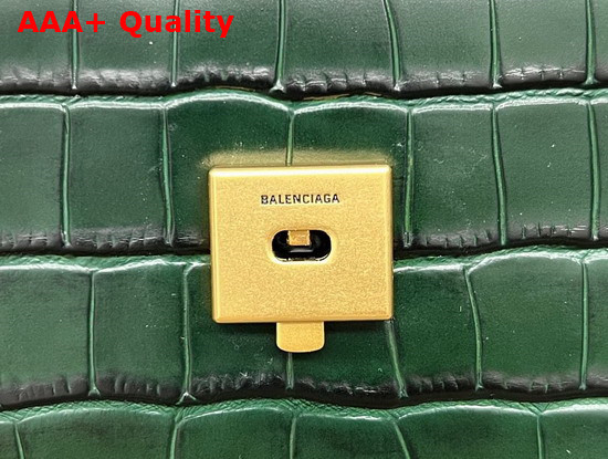 Balenciaga Womens Gossip Small Bag in Extra Supple Crocodile Embossed Calfskin in Forest Green Replica