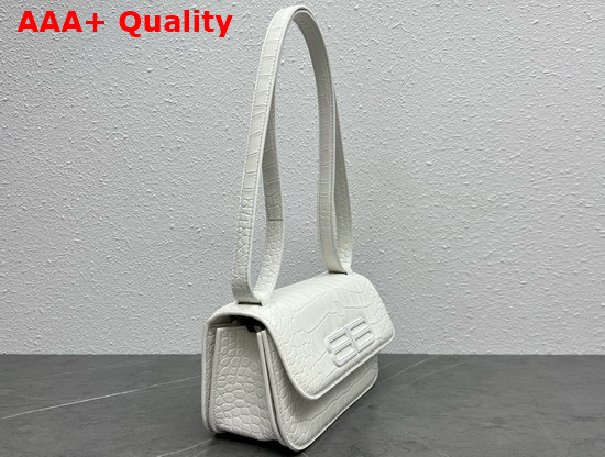 Balenciaga Womens Gossip Small Bag in Extra Supple Crocodile Embossed Calfskin in White Replica