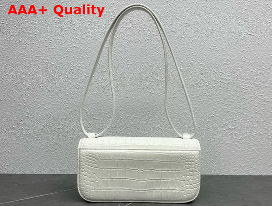 Balenciaga Womens Gossip Small Bag in Extra Supple Crocodile Embossed Calfskin in White Replica